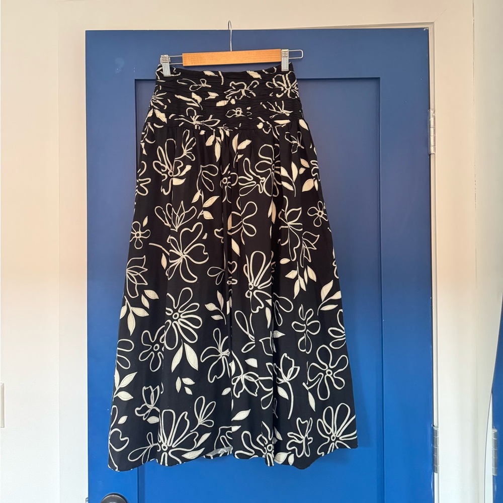 Black Maxi Skirt with Floral Pattern